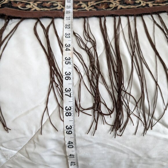 UNBRANDED Kimono Women's OS Floral Brown Black Metallic Sheer‎ Buttons Fringe - Picture 15 of 16